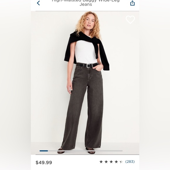 NWT Old Navy Extra High Rise Baggy Wide Leg Jeans Size 18 Black - Picture 2 of 8